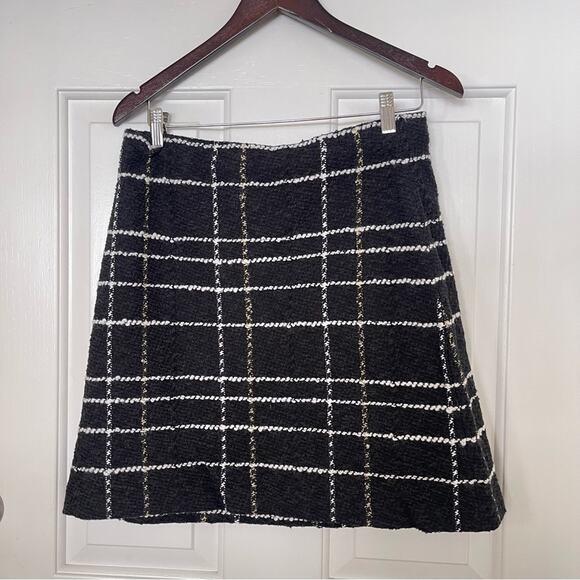 St. John Skirt Textured Intarsia Grid Print Knit Pull-On Mini Size Medium - Picture 6 of 7